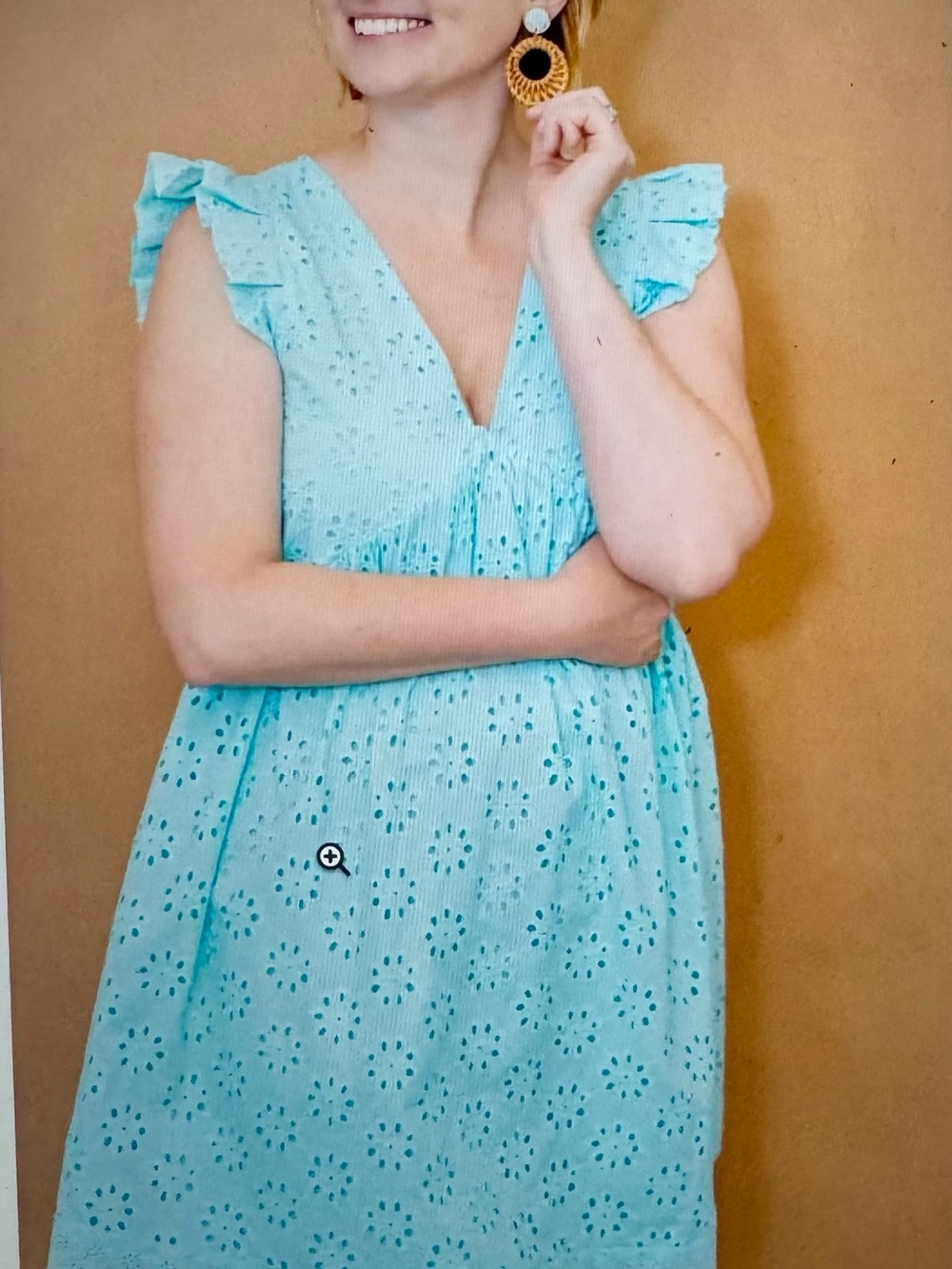 Very J Aqua Eyelet Mini Dress